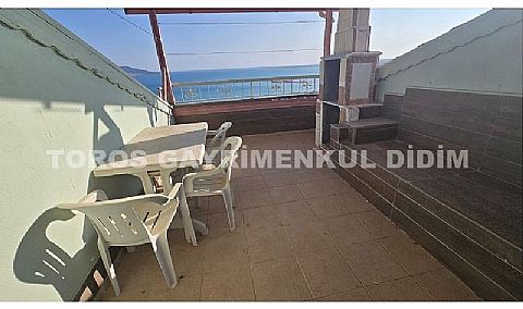 Didim Akbük'te Full Deniz Manzaralı, Eşyalı, Havuz Cepheli Dubleks Daire